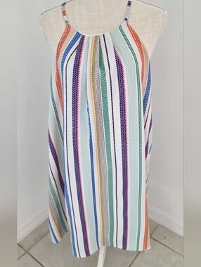 She + Sky Multicolor Striped Halter Dress